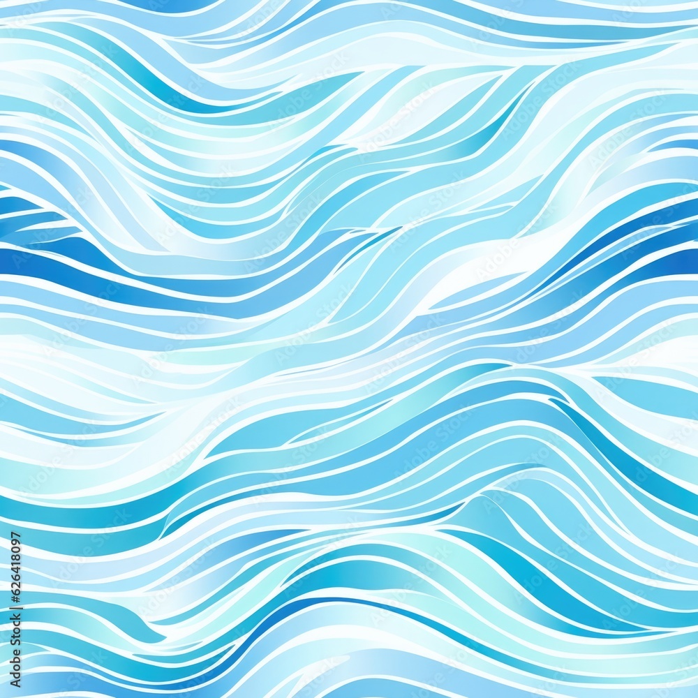 Seamless pattern with hand-drawn waves. Decorative illustration of the sea or ocean.
