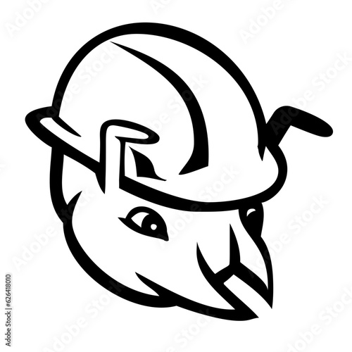 Mascot illustration of head of a construction termite worker ant wearing a hard hat smiling viewed from front  on isolated background in retro cartoon style.