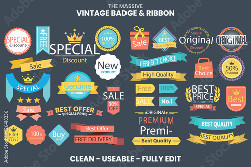 vector ribbons banners ribbon in flat design.