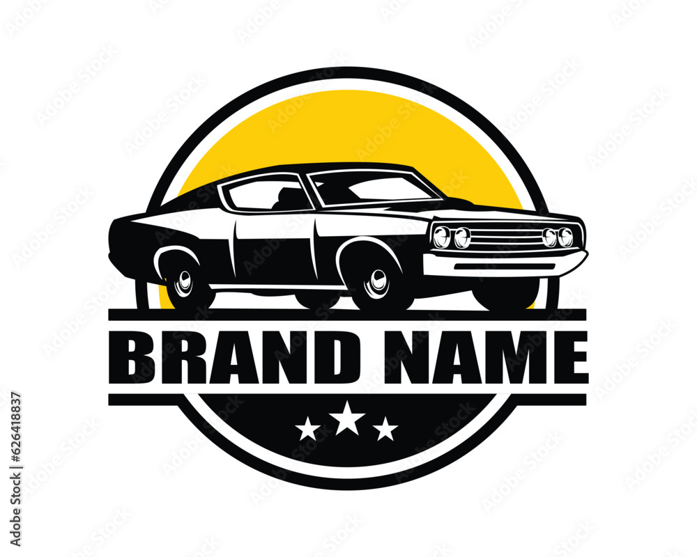 ford torino cobra car logo silhouette. isolated on white background side view. Best for badge, emblem, icon and sticker design. available in eps 10.