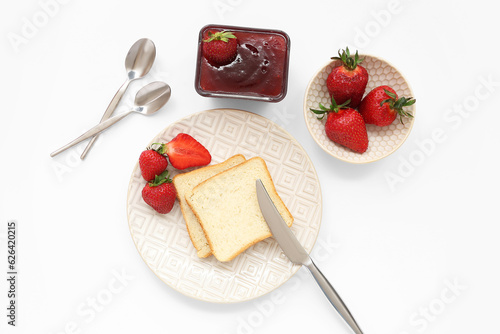 Fresh strawberry jam with s...