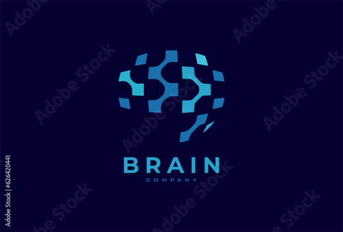 Brain Technology Logo, modern brain logo style, usable for technology and company logos, flat design logo template, vector illustration