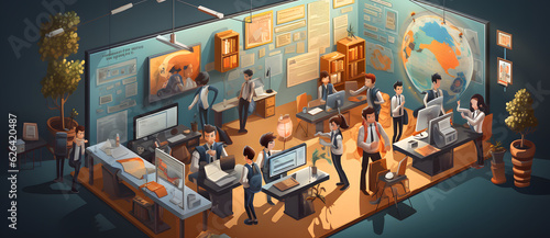 an illustration of people working in an office