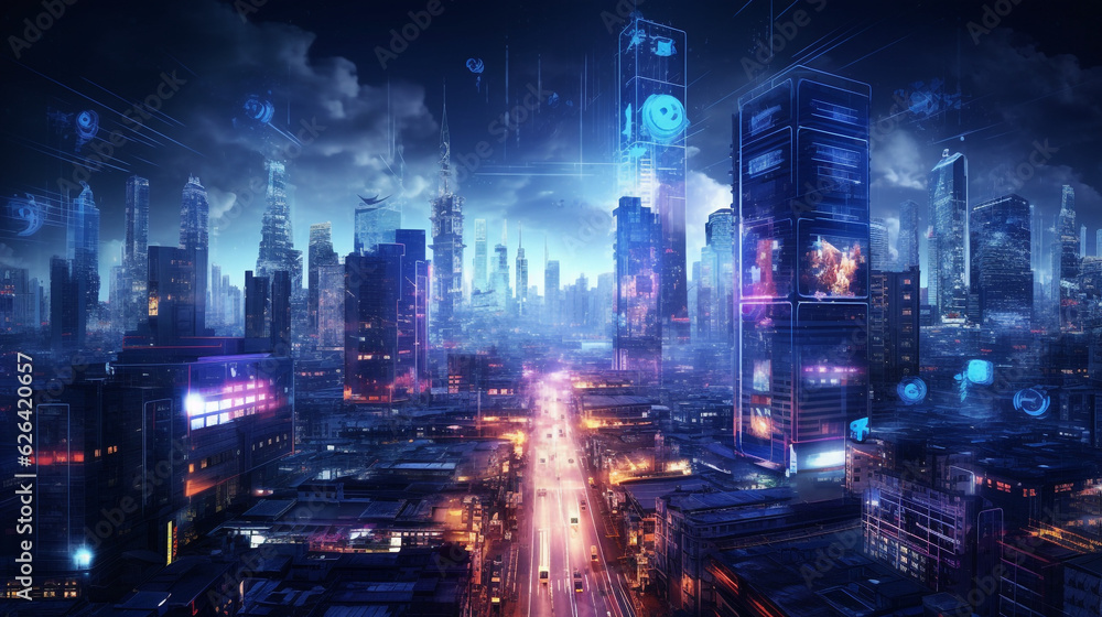 futuristic city at night