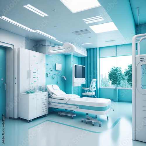 Interior design and layout of a modern future medical center in a hospital clinic