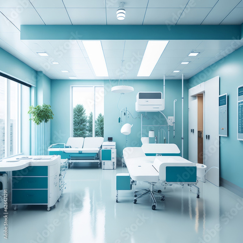 Interior design and layout of a modern future medical center in a hospital clinic