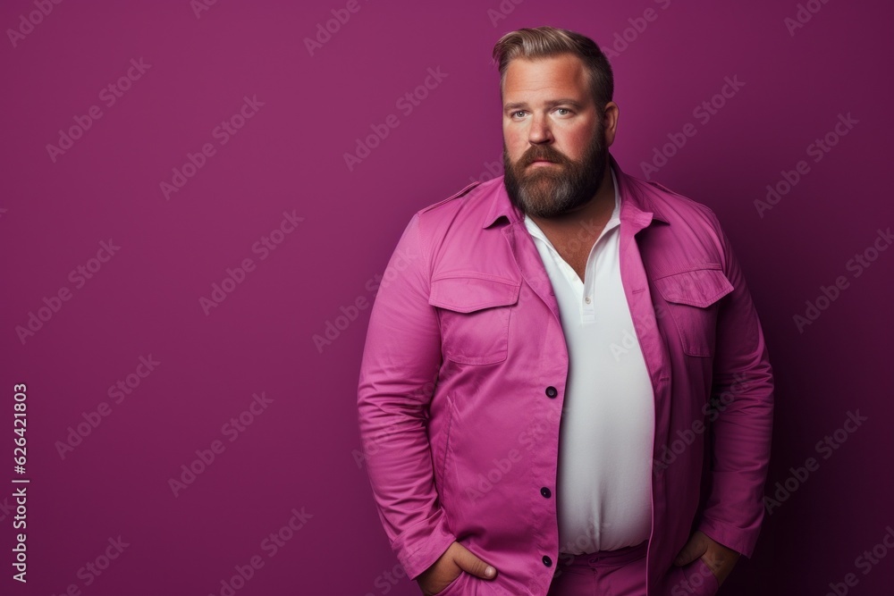 Man in the studio on a colored background, blank for advertising. Portrait with selective focus Man in the studio on a colored background, blank for advertising. Portrait with selective focus