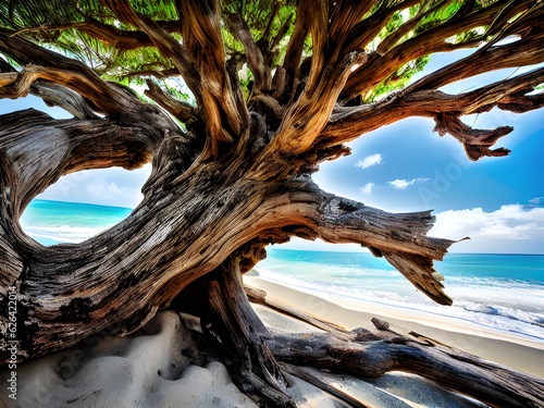 tree roots in a tropical beach © mansum008