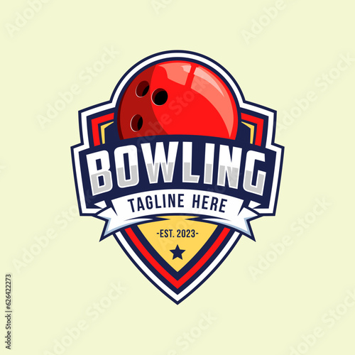 Professional bowling tournament badge logo design
