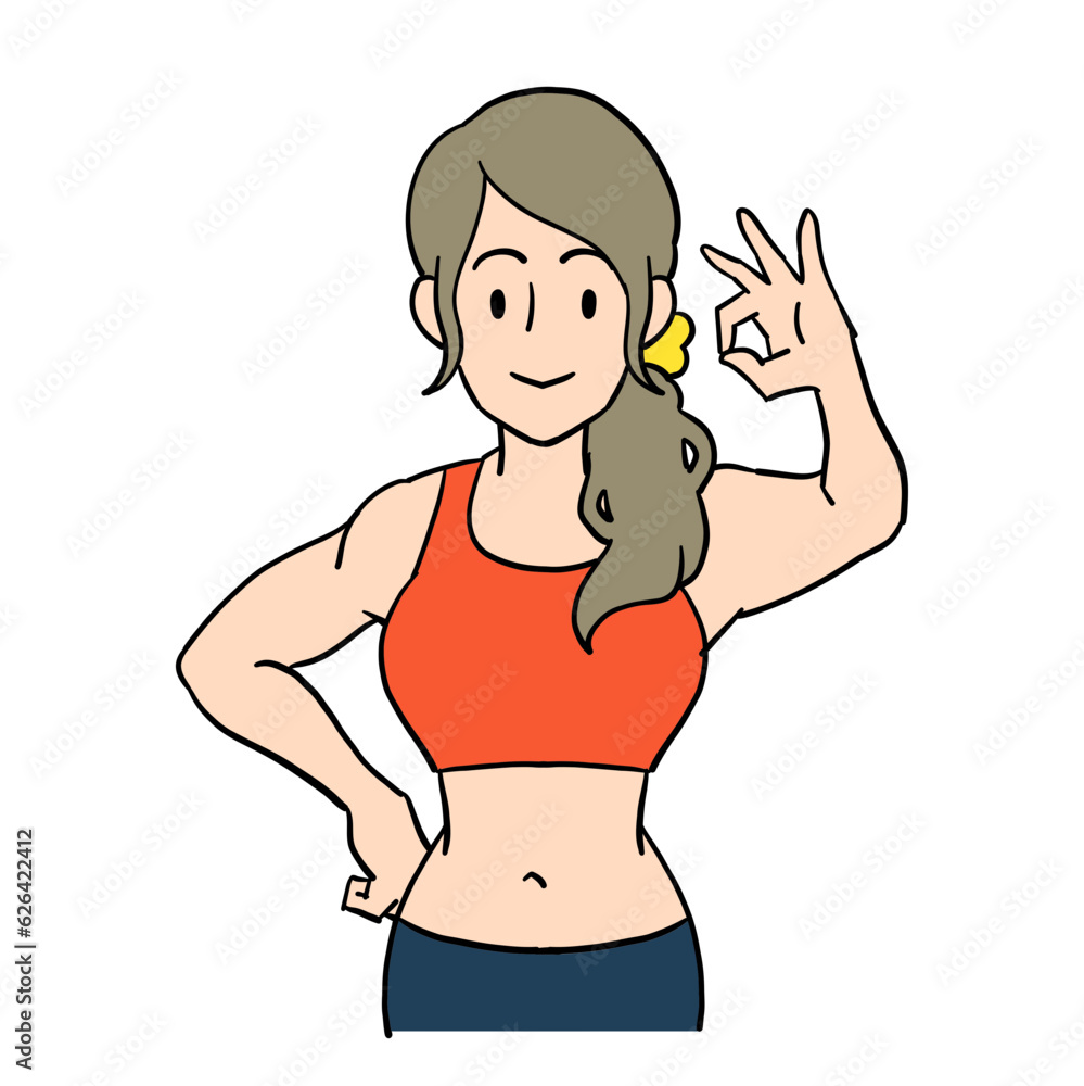 Fototapeta premium オッケーサインを出す女性のパーソナルトレーナー