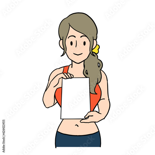 書類を提示するジムトレーナー