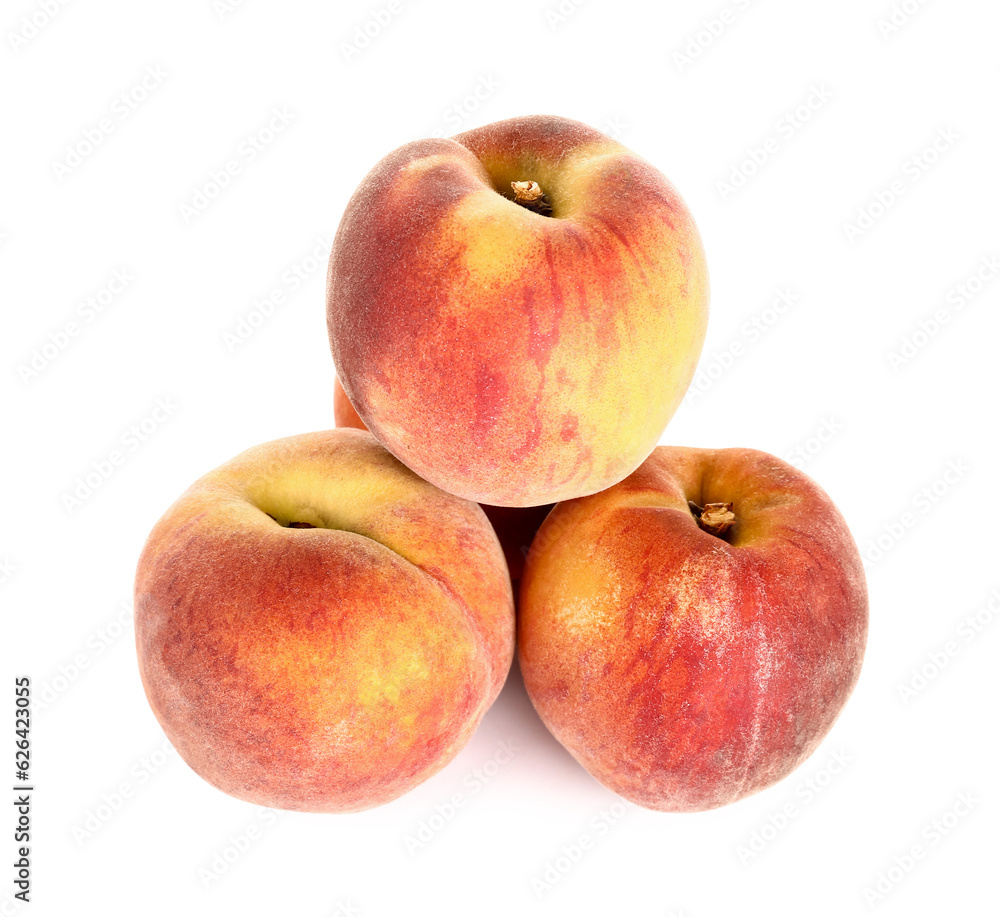 Sweet peaches on white background Sweet peaches on white background