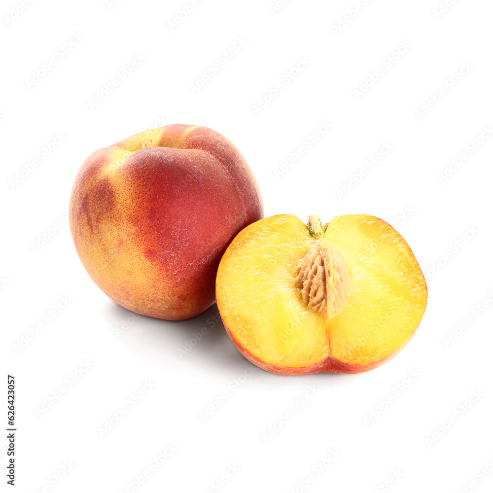Sweet peaches on white background Sweet peaches on white background
