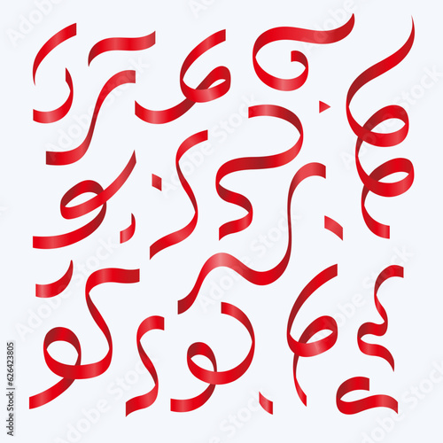 realistic shiny red ribbon collection 