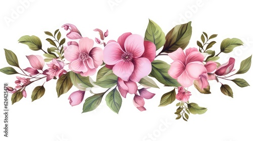 Flower watercolor pink painting ornament for wedding decoration template