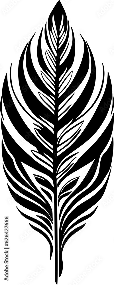 Naklejka premium black graphic contour drawing bird feather, logo, design