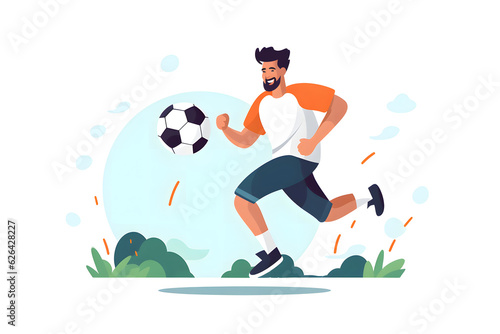 the man is running with a soccer ball