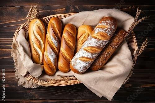 bread bakery, lot of bread prepare to move on in the shelf, generative ai