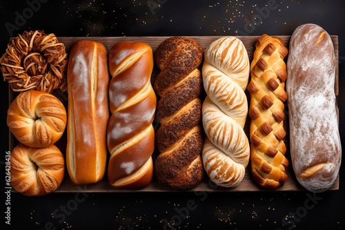 bread bakery, lot of bread prepare to move on in the shelf, generative ai