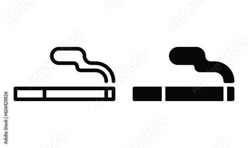 Cigarette pollution icon with outline and glyph style.