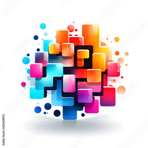 the abstract background with different colors of squares