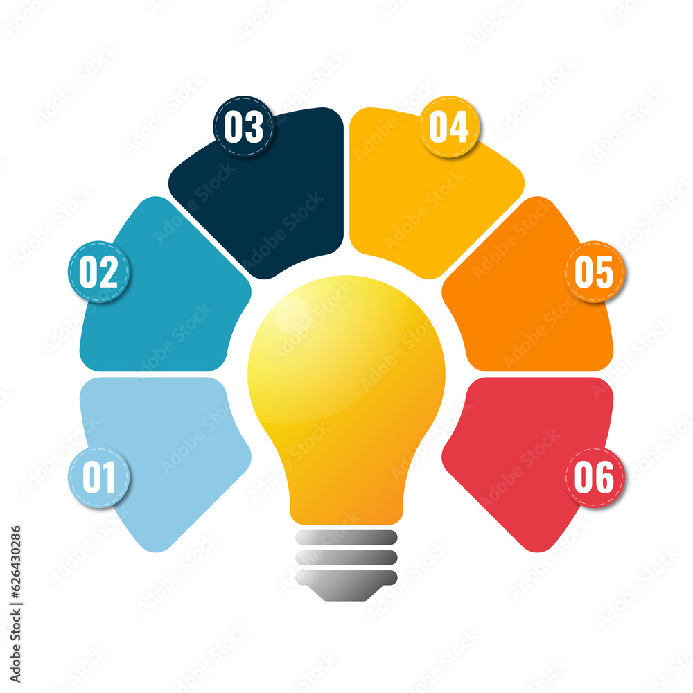 Infographic used to show details in each topic of creativity. There are 6 topics in total. Infographic used to show details in each topic of creativity. There are 6 topics in total.