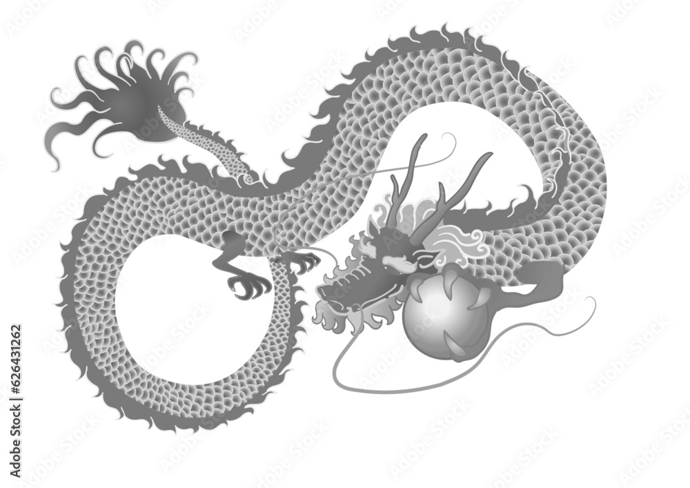 Obraz premium 龍(辰)の玉を持っているベクターイラスト