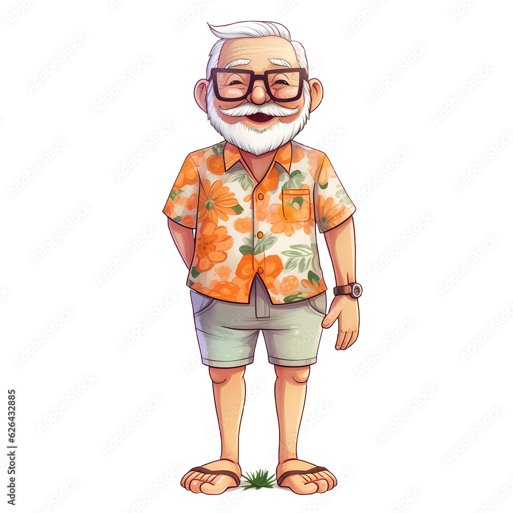 Cute Funny Summer Grandpa Watercolor Cute Funny Summer Grandpa Watercolor