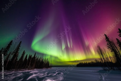Celestial Dance: Aurora Borealis in Cosmic Tones, generative IA