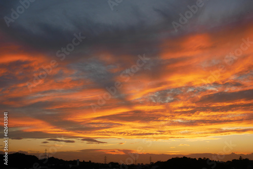 日本、神奈川県、夏の日の夕焼け