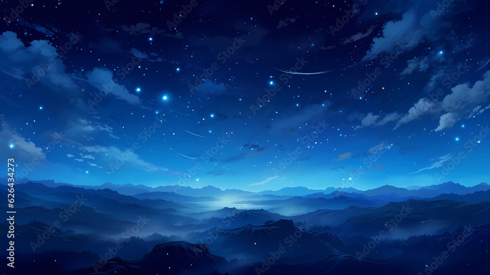 Fototapeta premium Beautiful cartoon illustration of starry sky