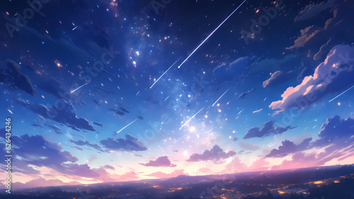 Beautiful cartoon illustration of starry sky	
