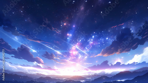 Beautiful cartoon illustration of starry sky	
