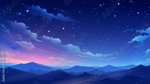 Beautiful cartoon illustration of starry sky   © 俊后生
