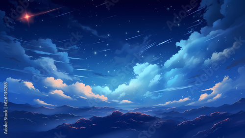 Beautiful cartoon illustration of starry sky 