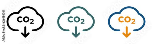 CO2 emissions vector icons set