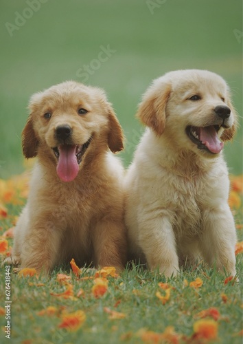 two golden puppies