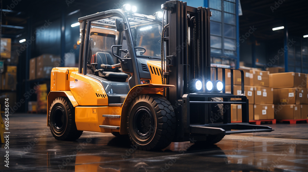 forklift in a modern warehouse, generative ai forklift in a modern warehouse, generative ai