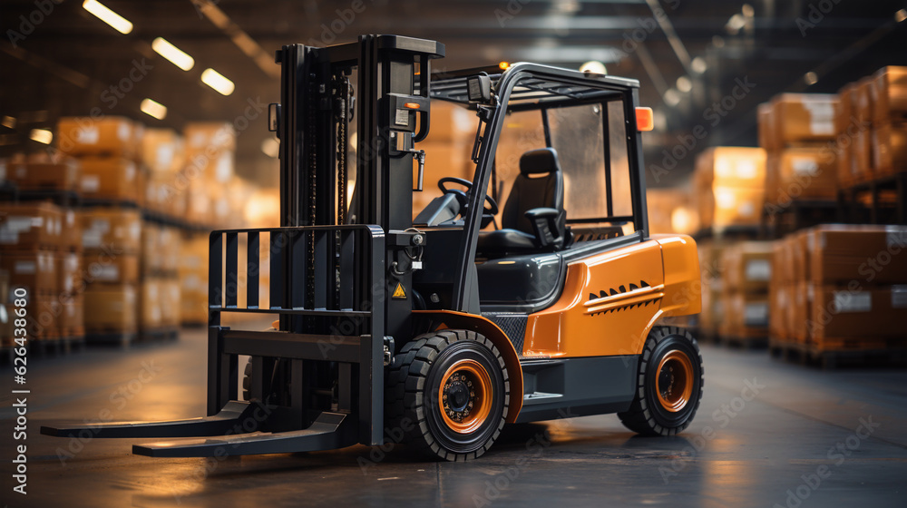 forklift in a modern warehouse, generative ai forklift in a modern warehouse, generative ai