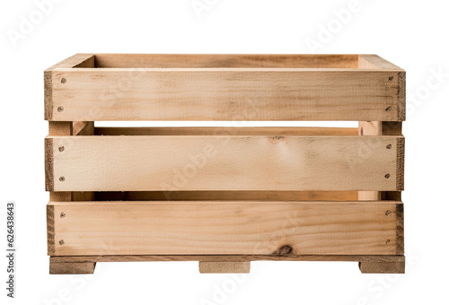 Empty wooden crate isolated on transparent background photo