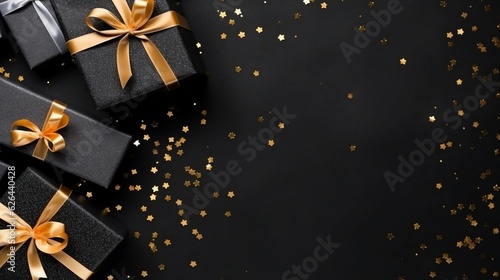 Wallpaper Mural Black gift boxes arranged on dark background, black friday discounts concept Torontodigital.ca