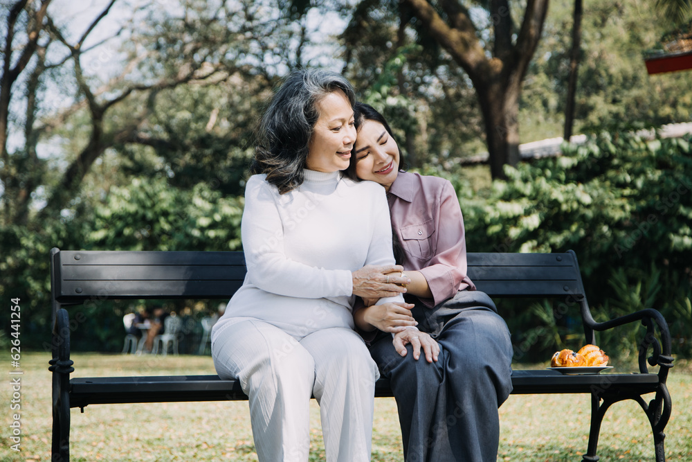 Happy senior woman enjoying in daughter's affection on Mother's day. Happy senior woman enjoying in daughter's affection on Mother's day.