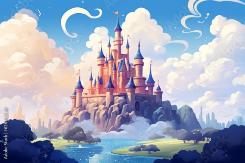 Enchanting castle in the clouds  a fairytale dream  Generative AI