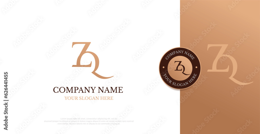 Initial ZQ Logo Design Vector