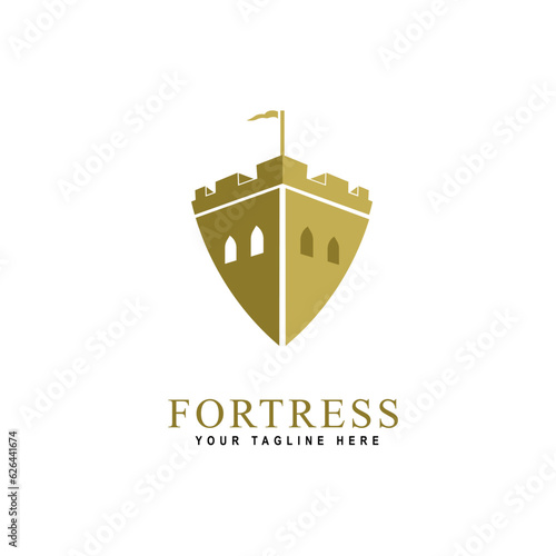 fortress logo in the form of a shield design concept template vector illustration