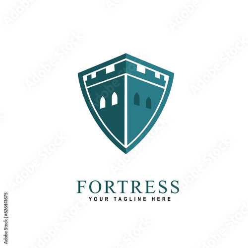 Free Download fortress logo in the form of a shield design concept template vector illustration - GFXLoad