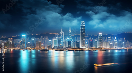 Night view of victoria harbor  hong Kong