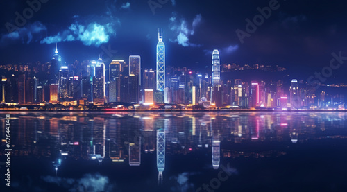 Night view of victoria harbor, hong Kong