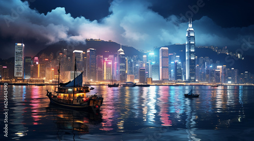 Night view of victoria harbor, hong Kong photo