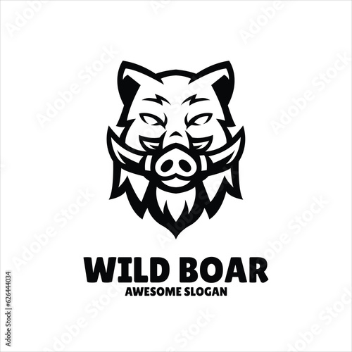 boar simple mascot logo design illustration Fototapet